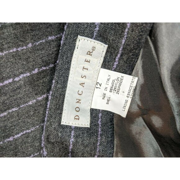Doncaster Size 12 Wool Skirt Pinstriped Gray Purple Lilac Lined Modest - Picture 5 of 6